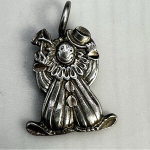 Vintage Sterling Silver Circus Clown Dainty Small Pendant Charm 3\4" 1.55g